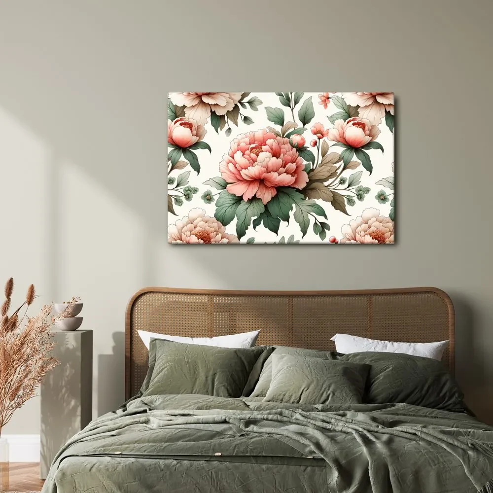 Tablou flori romantice de bujor