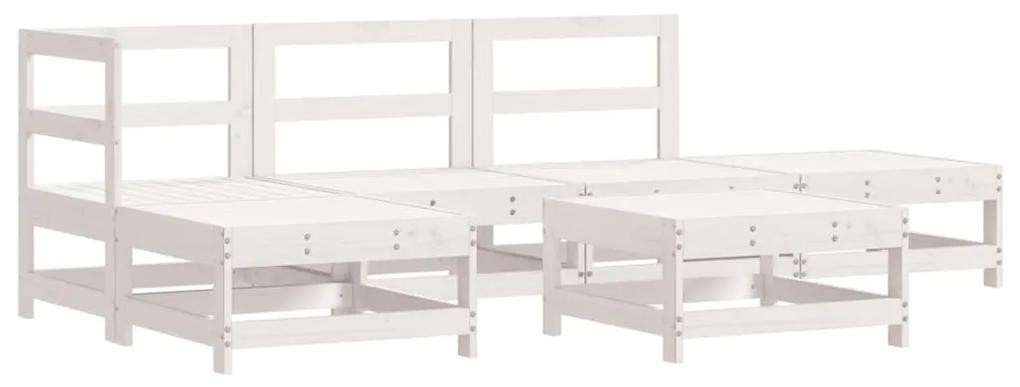 3186313 vidaXL Set mobilier de grădină, 6 piese, alb, lemn masiv pin