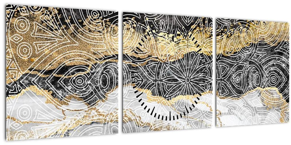 Tablou - Mandala în marmură (cu ceas) (90x30 cm)