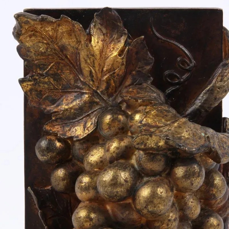 Opritor pentru cărți din polirășină, auriu, model struguri, 16,5 x 12,5 x 11,5 cm, „Bacchus”
