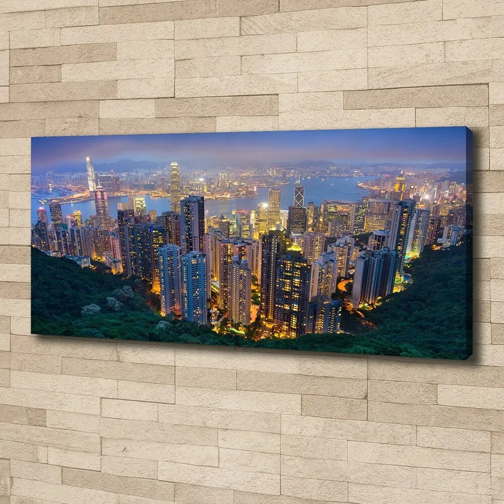Print pe canvas Hong kong pe timp de noapte