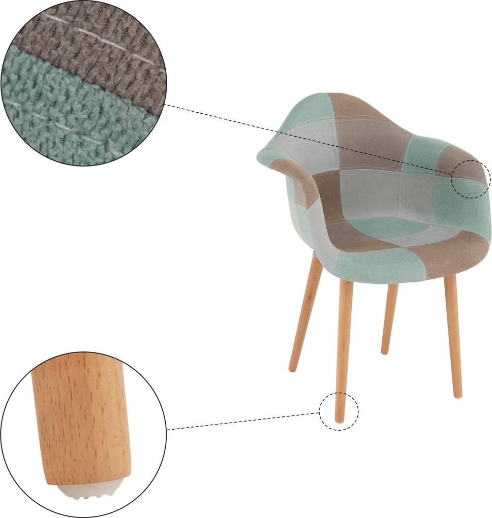 Fotoliu de design, patchwork/mentol/maro/fag, KADIR NEW TIP 5