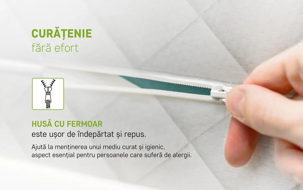 Saltea SuperOrtopedica Green Future KONFORTA Max Plus 25 cm, 140x200x25cm, Spuma poliuretanica elastica, Husa matlasata, hipoalergenica, Reversibila, Medie Ferma