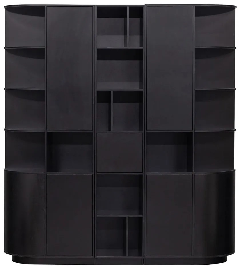 Bibliotecă modulară neagră din lemn masiv de pin 196x210 cm Finca – WOOOD