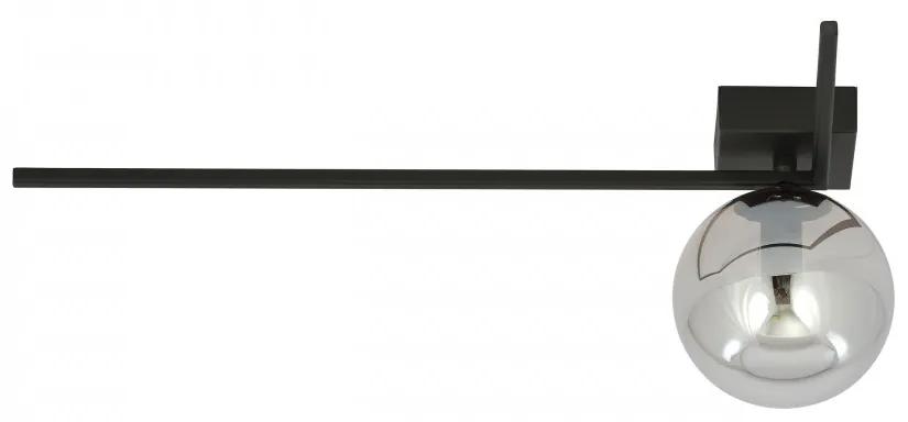 Plafoniera moderna neagra cu un glob din sticla fumurie Imago 1F