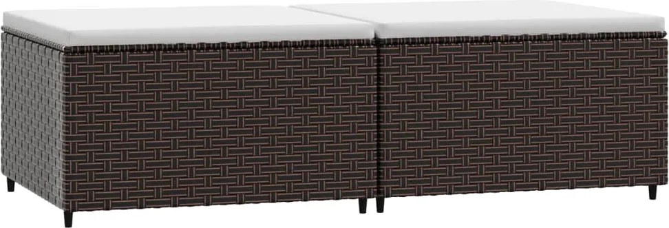 vidaXL Taburete de grădină cu perne, 2 buc., maro, poliratan