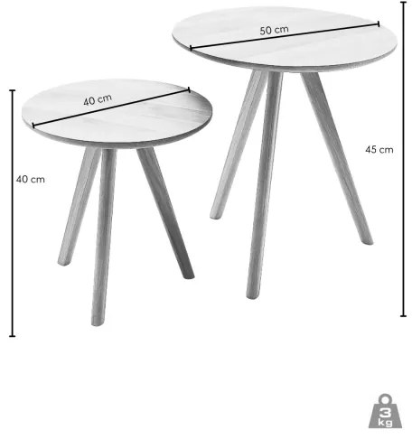 Set de 2 măsuțe de cafea VEYLOR, stejar