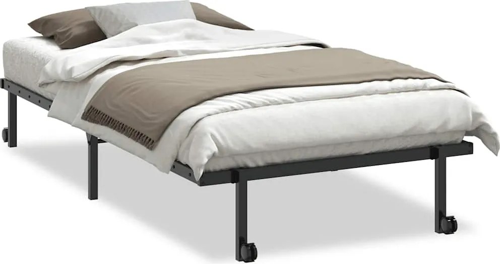 vidaXL Cadru de pat fără saltea Pliabil Negru 100x200 cm Oțel