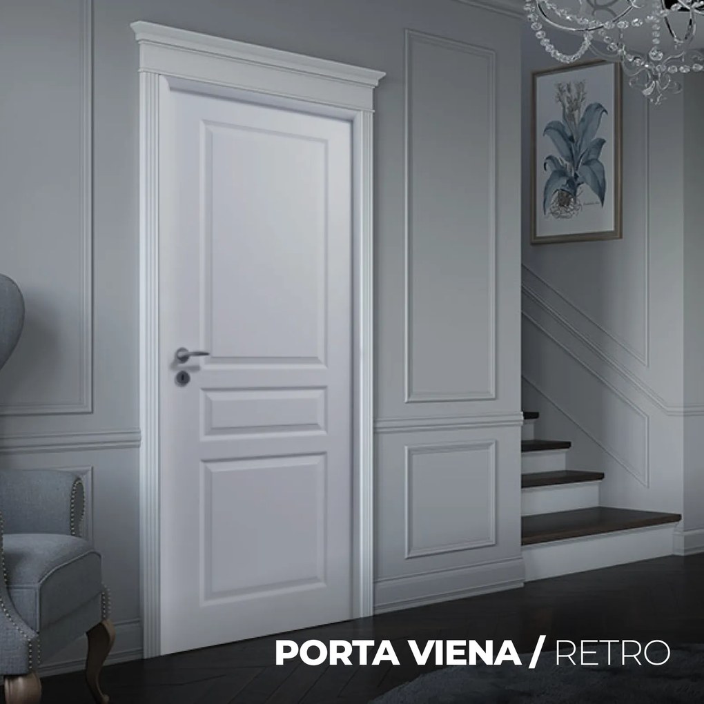 Usa de interior PORTA VIENA cu modul Retro - Pervaz de tip capitel si Cornisa Vopsea Standard, 140-180 mm, Alb
