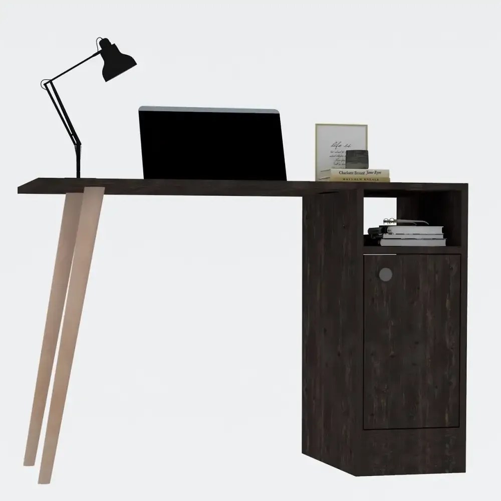 Birou Calvin masa pc,office,culoare antracit si oak,110 cm