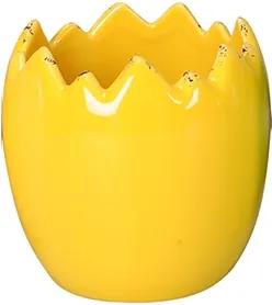 Ghiveci in forma de ou din ceramica galbena 9x8.5 cm