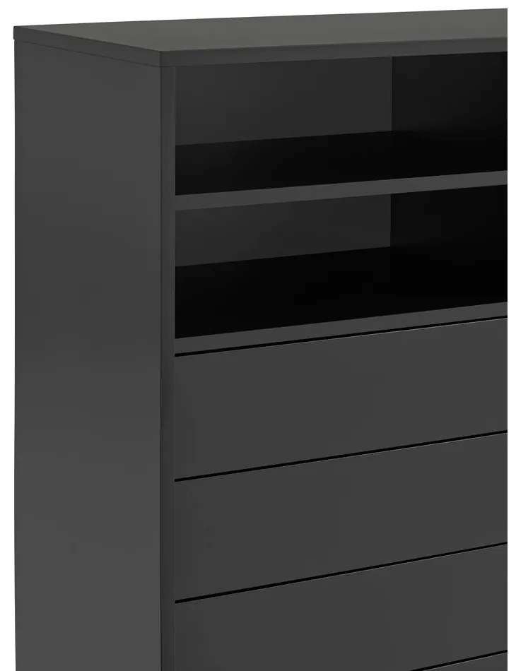 Comodă neagră-gri antracit înaltă cu ușă glisantă 120x140 cm Nube – Teulat