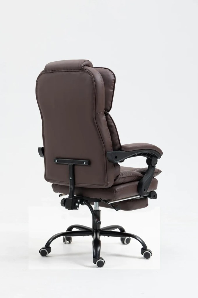 RESIGILAT- Scaun directorial, cu Masaj și Încălzire, suport picioare, funcție sezlong, piele PU, Maro