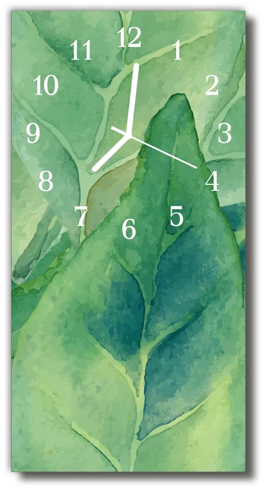 Ceas de perete din sticla vertical Natura frunze verzi