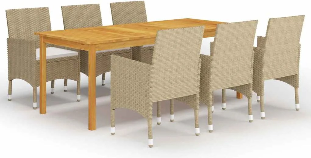 vidaXL Set mobilier de grădină, 7 piese, bej