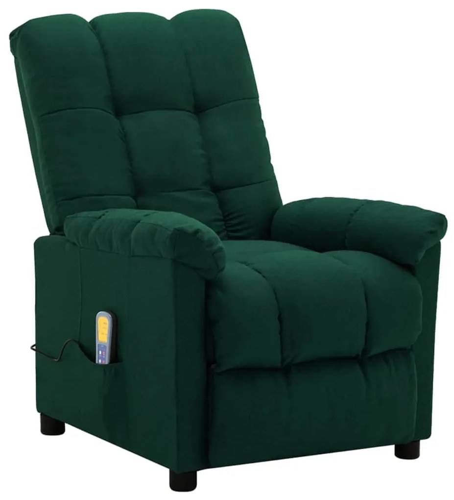 3073764 vidaXL Fotoliu de masaj rabatabil electric, verde închis, textil