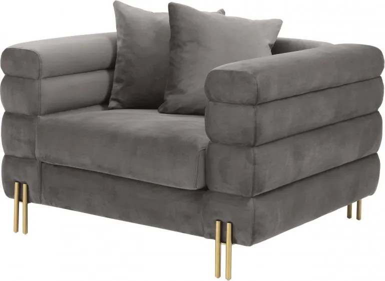 Fotoliu elegant design LUX York, catifea gri 114344 HZ