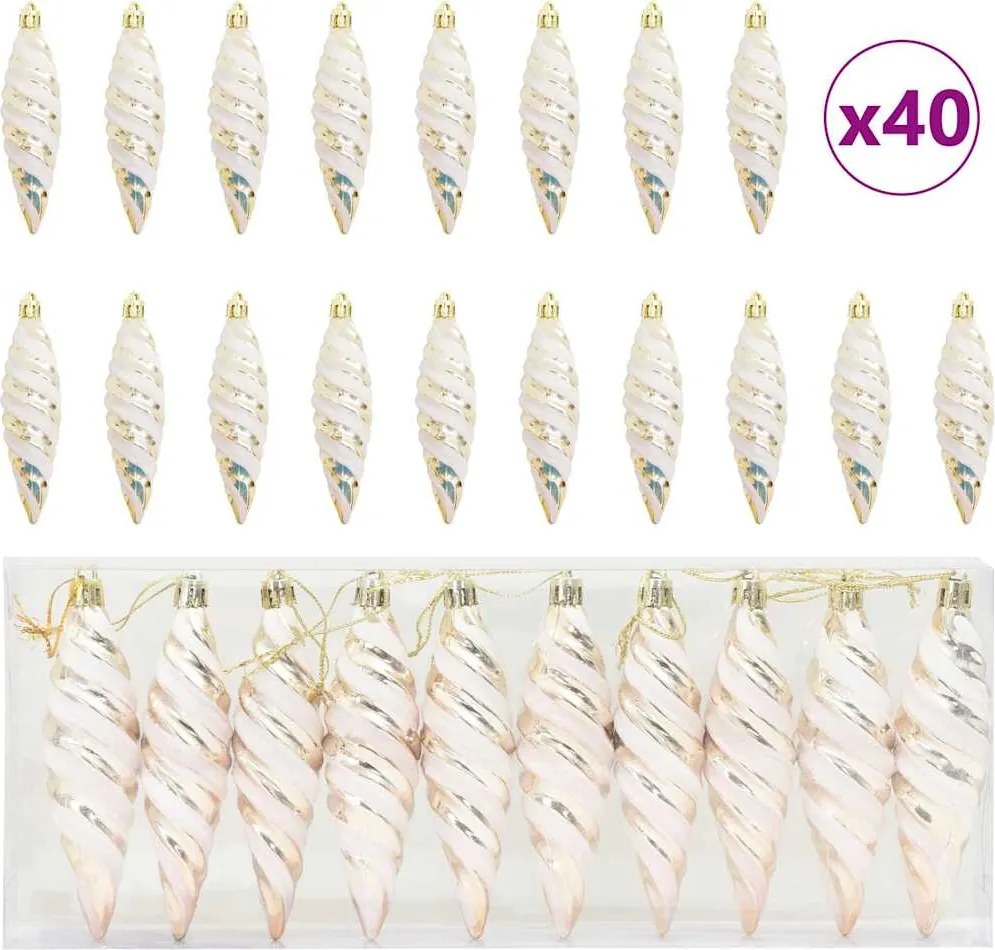 vidaXL Bola în formă de spirală de Crăciun 40 pcs Șampanie Plastic