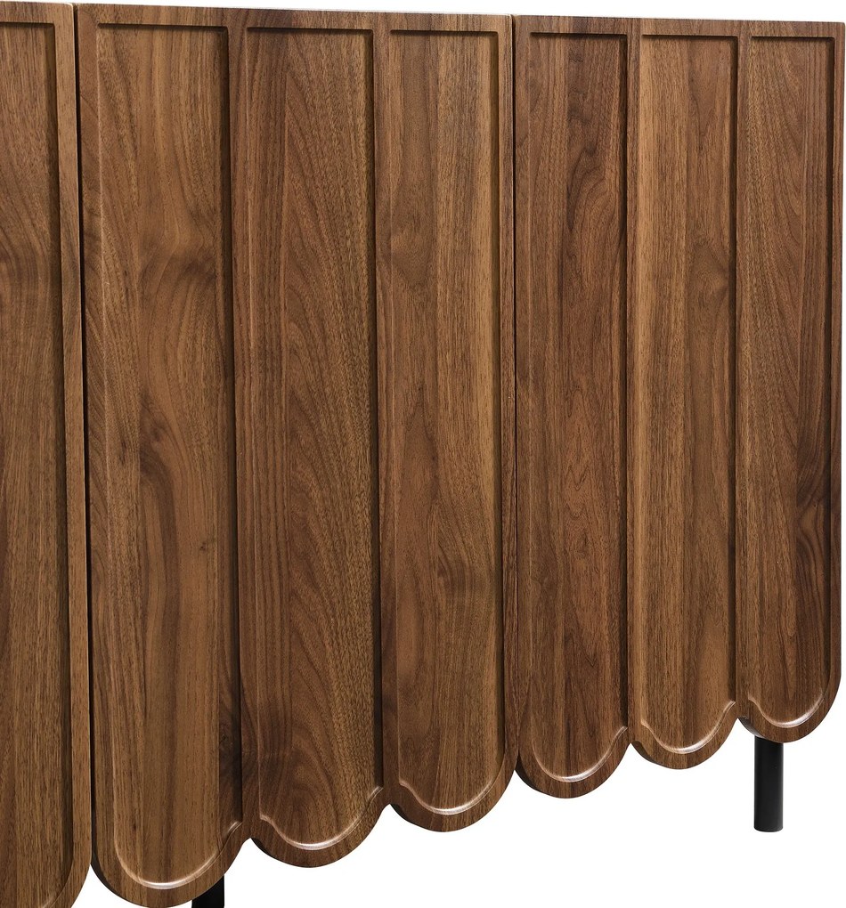 Comodă cu uși ondulate, spațiu de depozitare pentru living, hol &amp; sufragerie, 120x35x80 cm, Maro