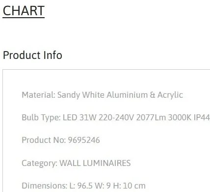 Aplica LED pentru oglinda baie IP44 CHART 31W alba