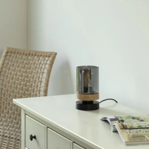 Lampă de masă JUST LIGHT. 11310-18 PASQUAL 1xE27/40W/230V negru/arbore de cauciuc