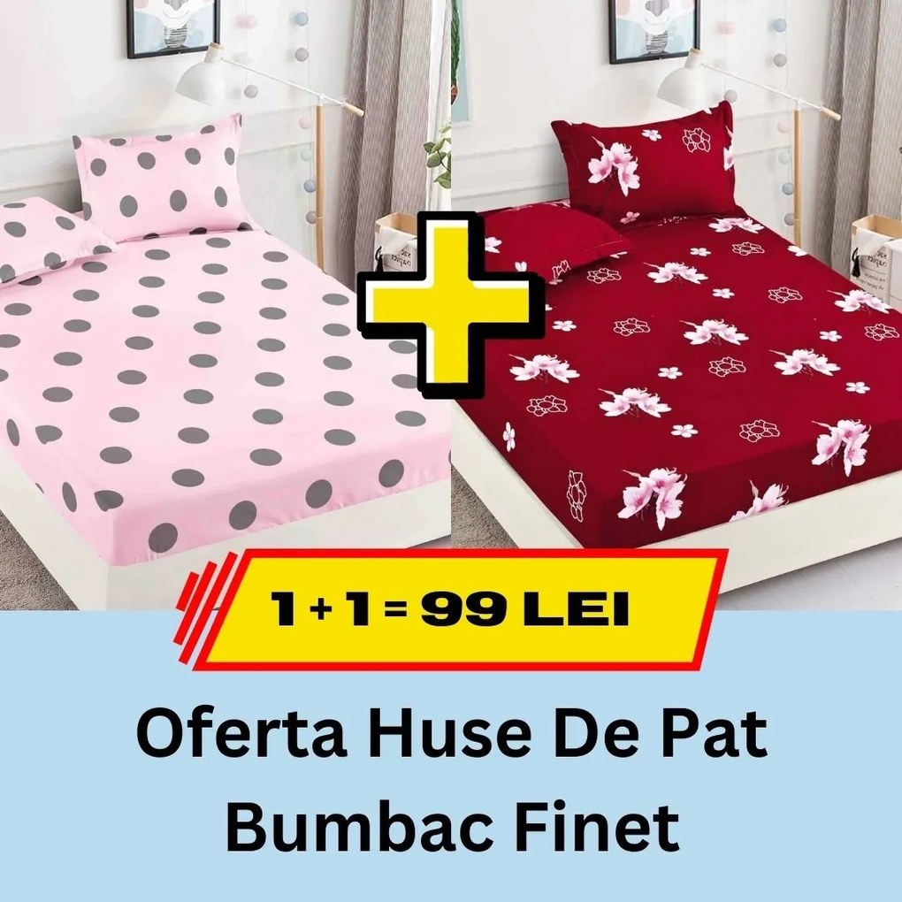 Pachet promotional 1 + 1 Husa de Pat Din bumbac Finet, LP-PPHBF-1