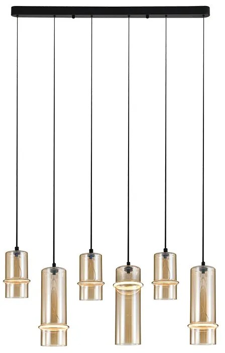 Lustra cu 6 pendule LED, CHAMPAGNE GLASS-BLACK, ZB-2536