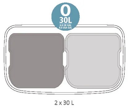 Cos de gunoi Brabantia Bo Pedal 1003191, 2x30 L, Inchidere lina, Baza antiderapanta, Negru