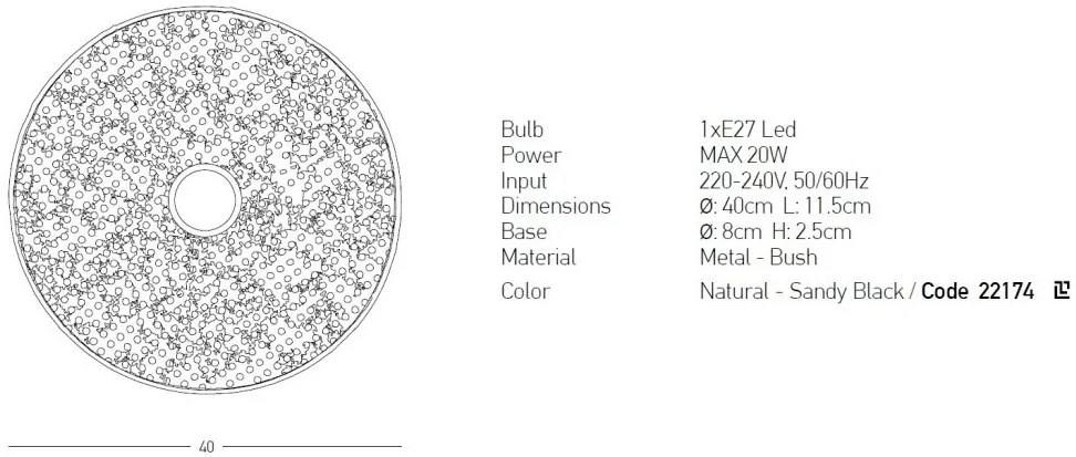 Aplica de perete design modern Huidu natur, negru