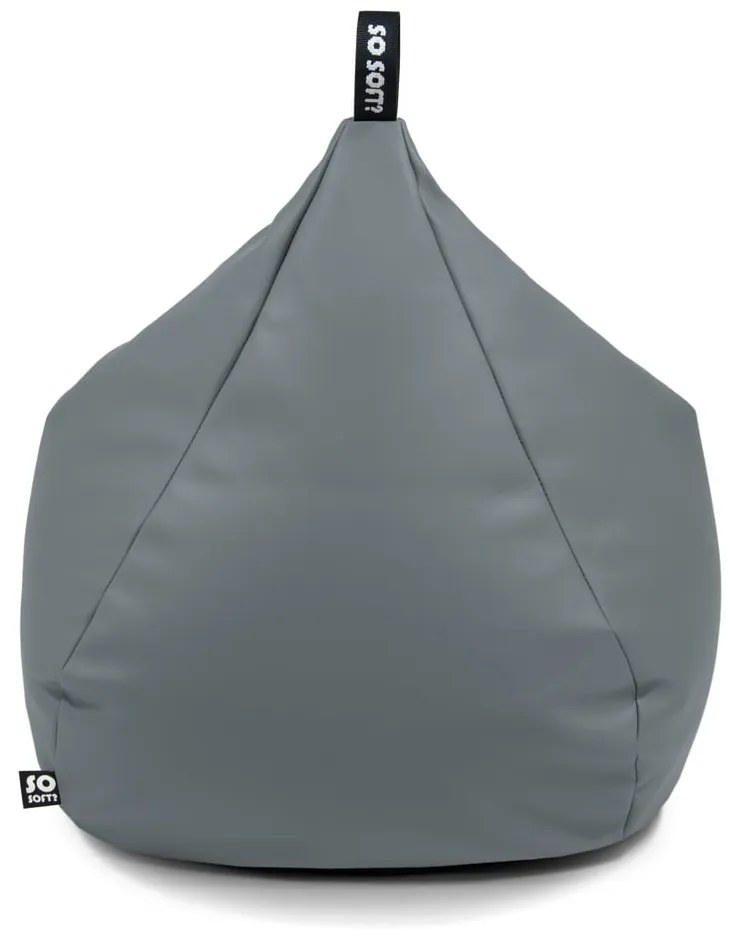 Fotoliu bean bag albastru închis cu tapițerie din imitație de piele Drop XL – So Soft?