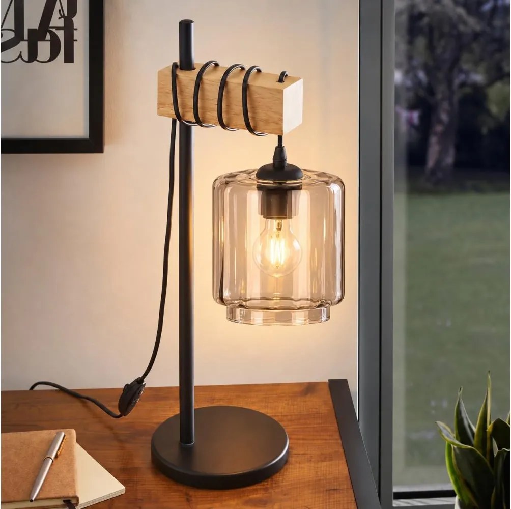 BRILAGI - Lampă de masă NUBILA 1xE27/40W/230V maro/negru/bej fumuriu
