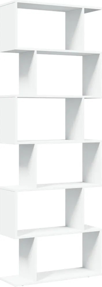 vidaXL Bibliotecă/separator cameră, 6 niveluri, alb, 70x24x193cm, lemn