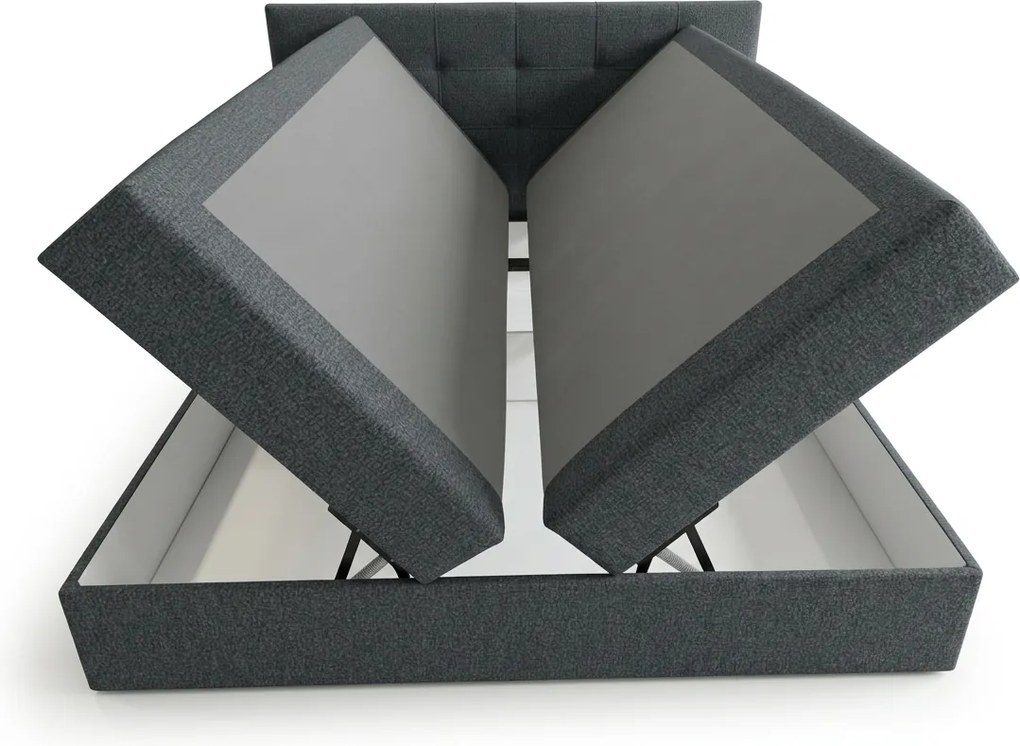 Pat tapițat boxspring DIRELIS VIBE 160x200 cm gri inchis Saltea: Saltea cu arcuri Bonell