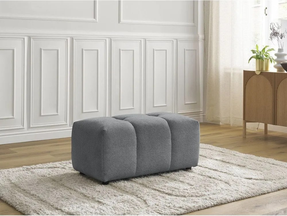 Taburet gri cu tapițerie din chenille Roxelane – Bobochic Paris