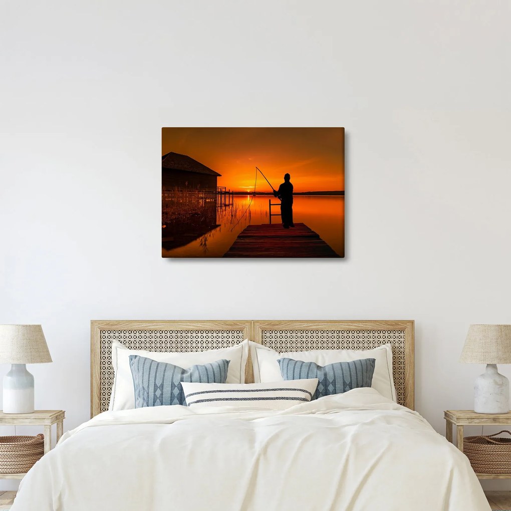 Tablou cu pescar (70x50 cm)