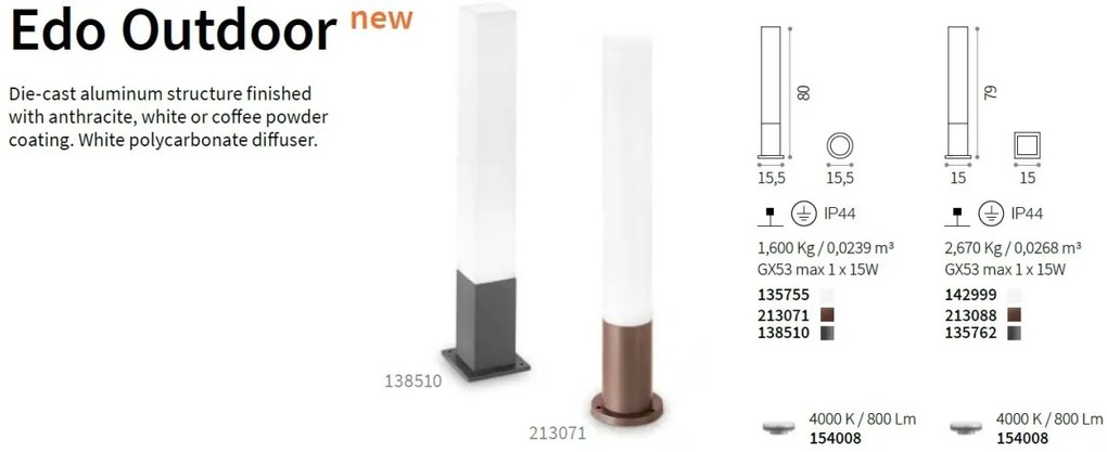 Stalp de exterior EDO OUTDOOR PT1 SQUARE COFFEE