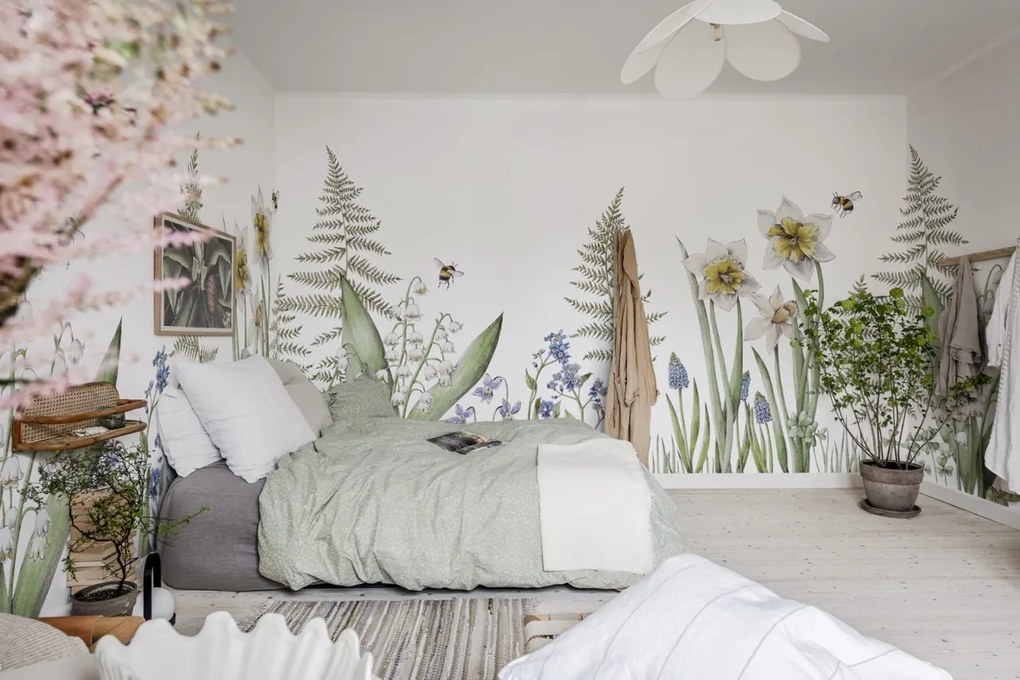 Fototapet, Bumblebee, White, Rebel Walls