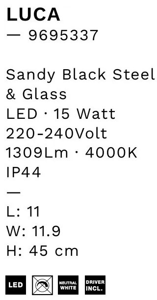 Aplica baie LED, protectie IP44, Negru, Luca NVL-9695337