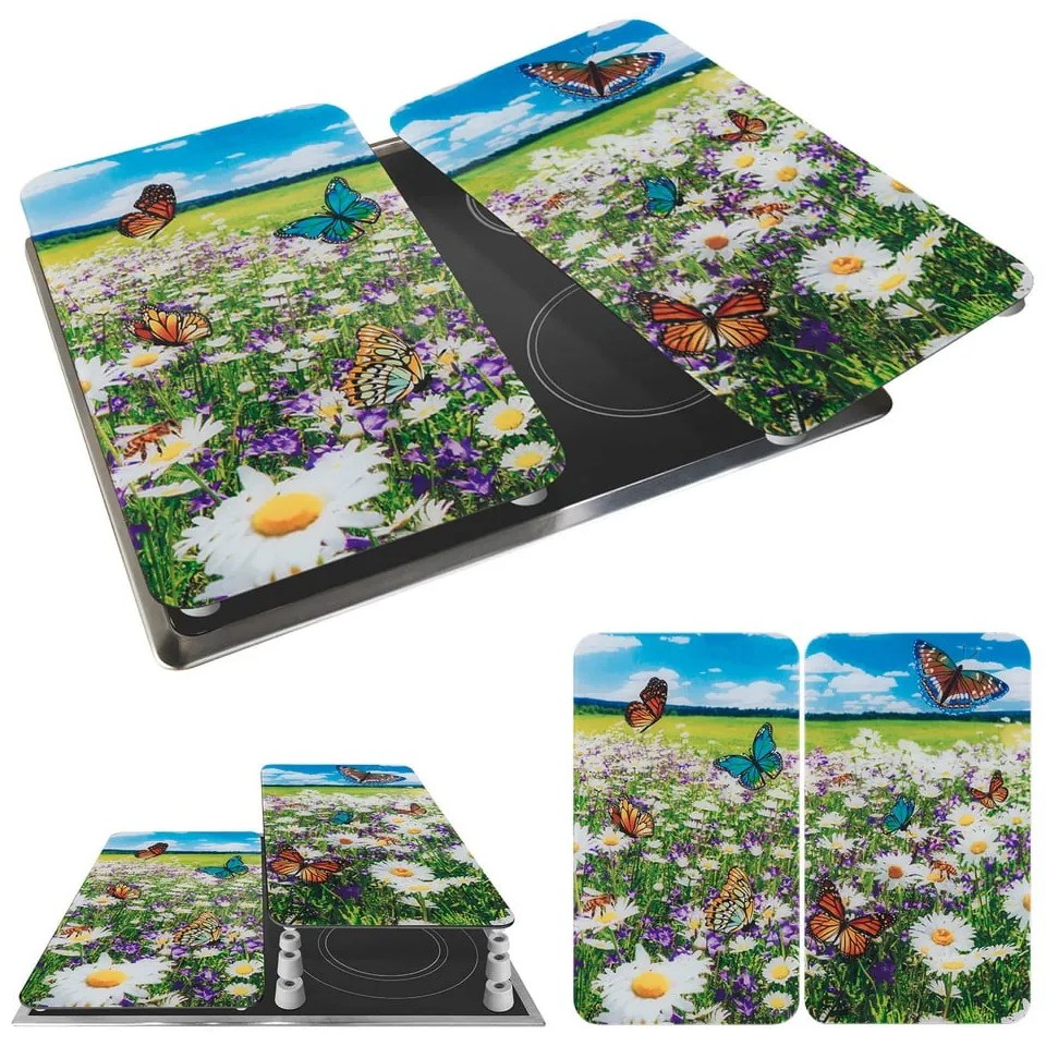 Protecții de aragaz 2 buc. din sticlă temperată 52x30 cm Summer Meadow – Maximex
