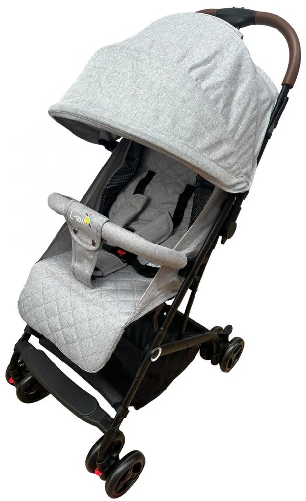 Carucior sport ușor și compact, pliere facilă, ideal pentru călătorii, centură de siguranță în 5 puncte, Gri - CPC-33-gri