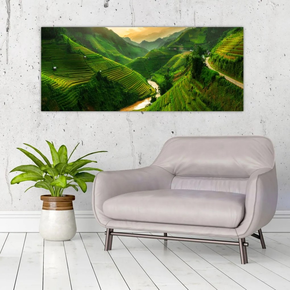 Tablou - Terase de orez Mu Cang Chai (120x50 cm)