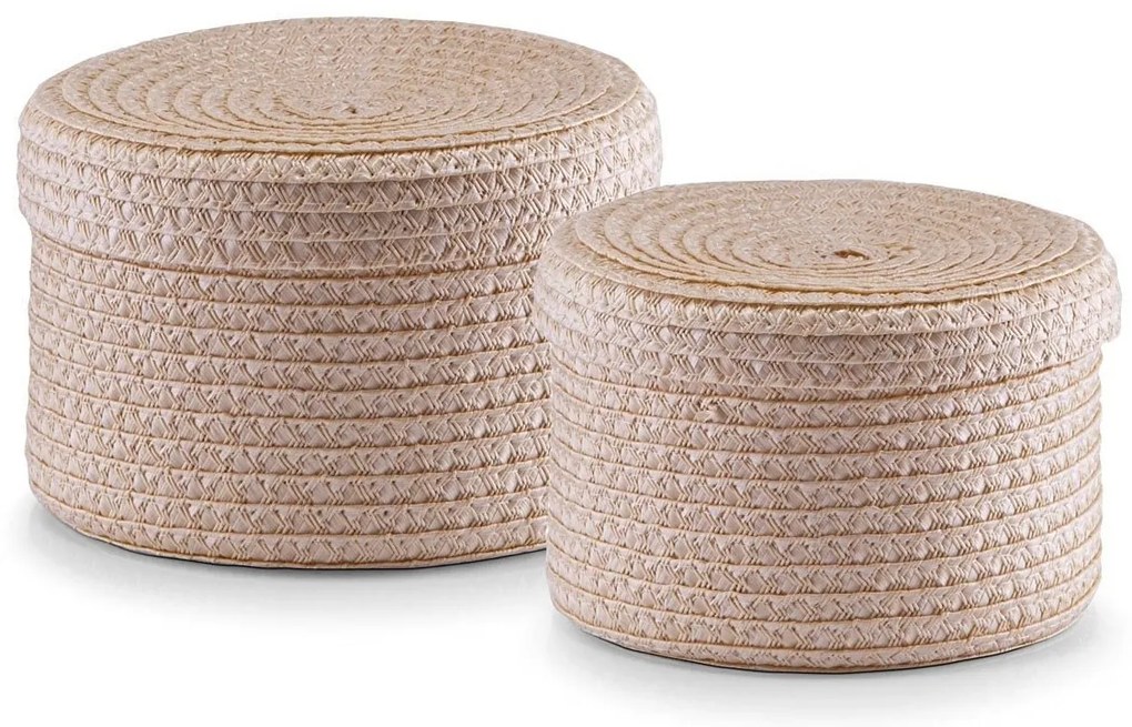 Coșuri rotunde pentru accesorii, mărunțișuri - 2 bucăți în set, ZELLER, natural