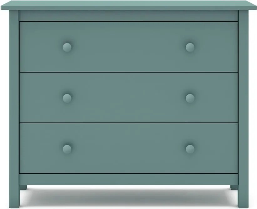 Comodă pentru copii în culoarea petrolului joasă din lemn de pin 100x80 cm Max – Marckeric