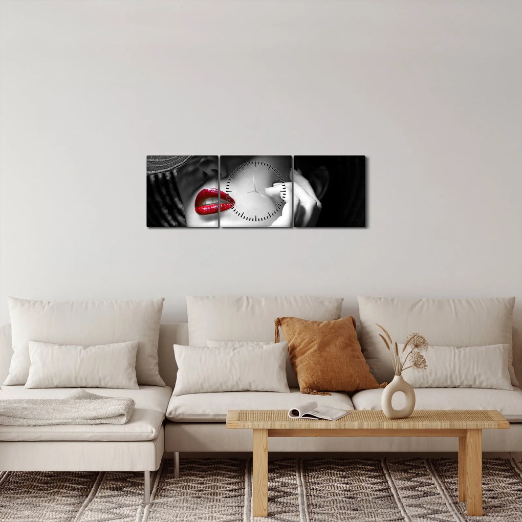 Tablou - Femeie cu pălărie (cu ceas) (90x30 cm)