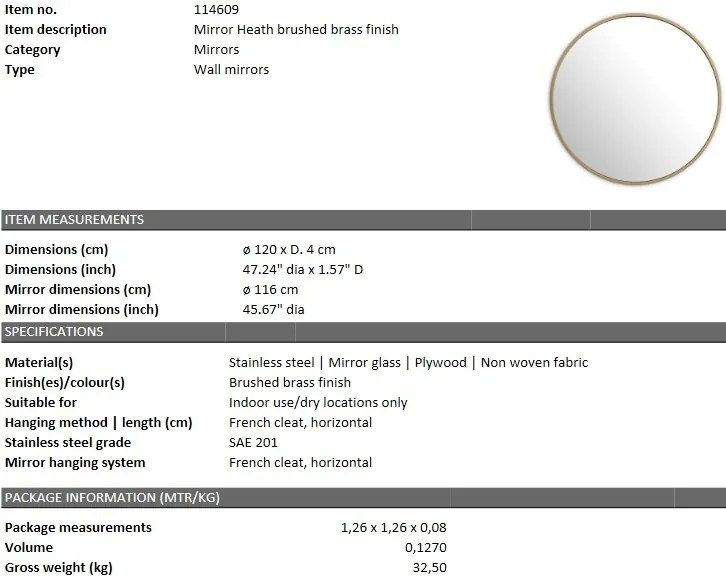 Oglinda decorativa LUX Heath, alama 114609 HZ