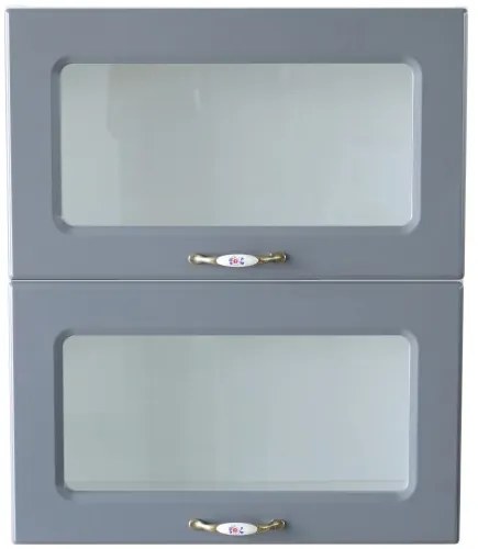Corp superior vitrina 60 cu 2 usi orizontale Zebra MDF gri dungi