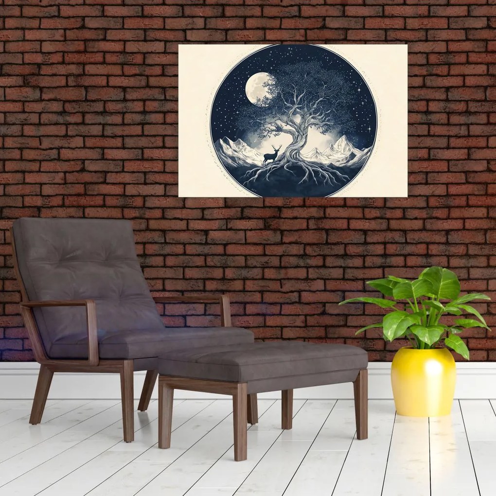Tablou – Arbore magic cu cerb I. (90x60 cm)