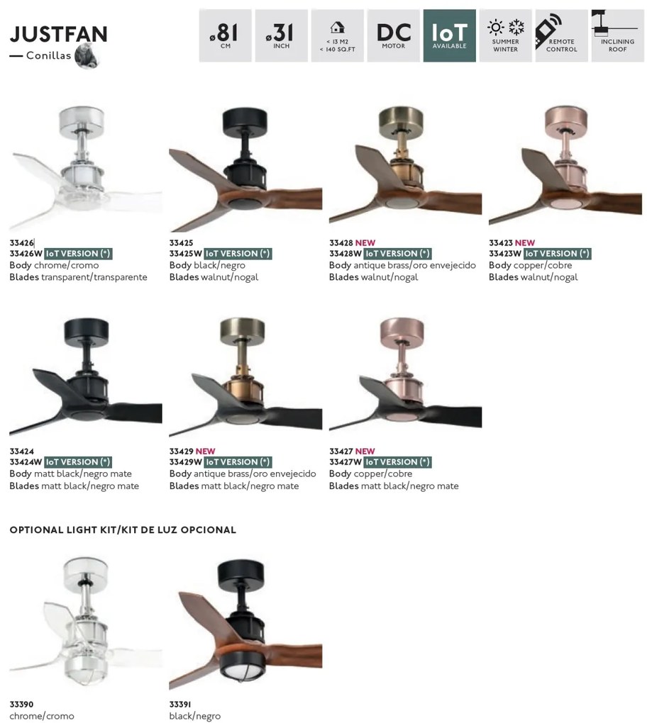 Ventilator de tavan cu telecomanda design modern JUST FAN crom/transparent