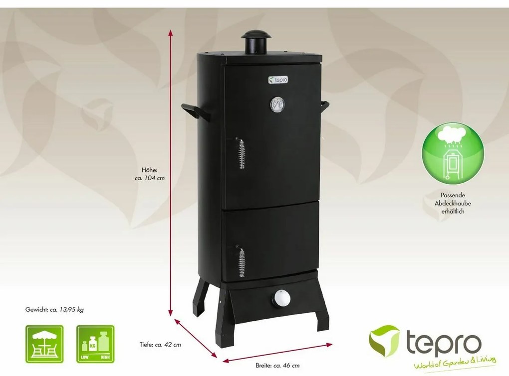 Afumătoare pe gaz Tepro 3182 Lockport, 46 x 42 x104 cm