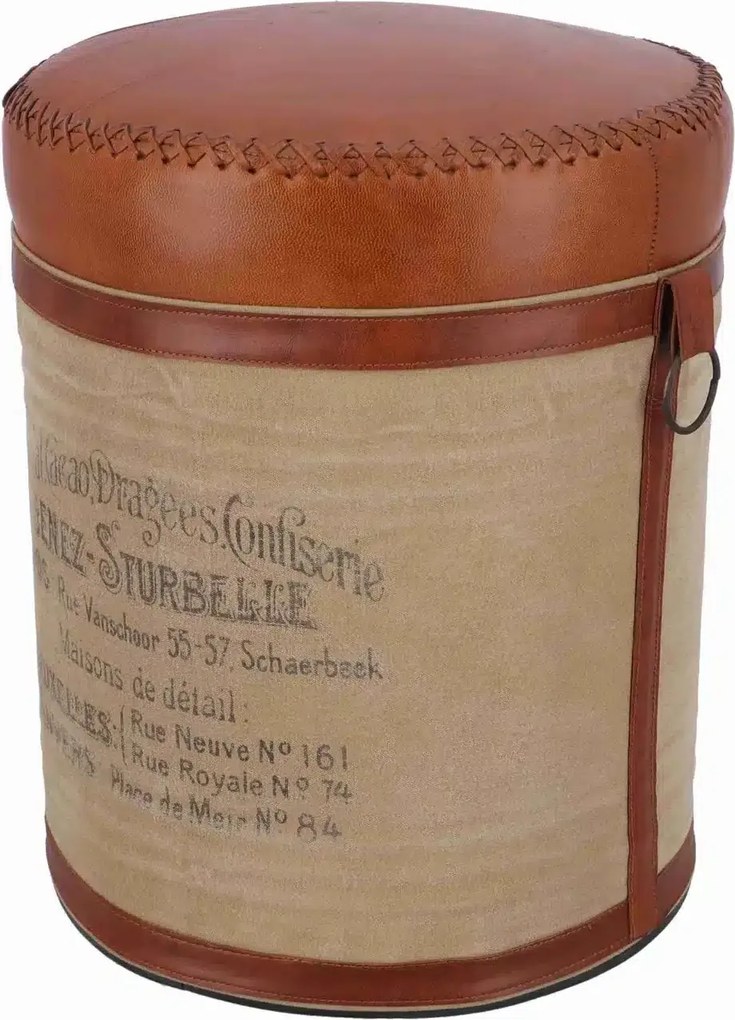 Taburet vintage tip butoi cu spatiu de depozitare – Chocolat Cacao Dragées